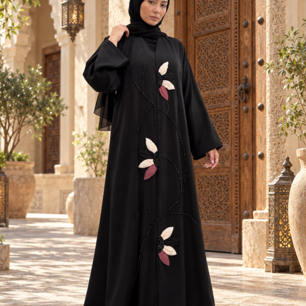 elegante abaya im arabischen innenhof